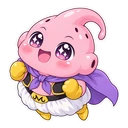 Majin Buu cursor: pink chibi Majin Buu, sticker style