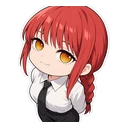 Makima cursor: chibi Makima with a calm smile, sticker style