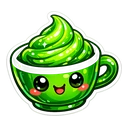 Matcha Froth Buddy cursor: glossy green teacup with a smiling face, topped with a tall swirl of bright green froth