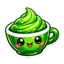 Matcha Froth Buddy cursor: glossy green teacup with a smiling face, topped with a tall swirl of bright green froth