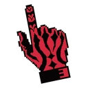 Shadow Lord Maul hover pointer: pixel art hand in Maul's red and black markings pointing straight up