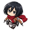 Mikasa Ackerman cursor: chibi Mikasa in her red scarf, sticker style