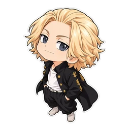 Mikey Sano cursor: chibi Mikey in his Toman jacket, sticker style