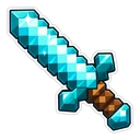 Minecraft Diamond Sword cursor: shining diamond sword, sticker style