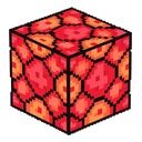 Fire Coral Block cursor: pixel art cube with a red and orange fire coral pattern, shown at an isometric angle