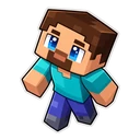 Minecraft Steve cursor: chibi Steve in a teal shirt, sticker style