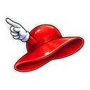 Scarlet Floppy Hat hover pointer: the same red floppy hat with a white gloved hand pointing up-left from behind the crown