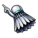 Minimal Shuttlecock hover pointer: the same grey shuttlecock with a white gloved hand pointing up-left