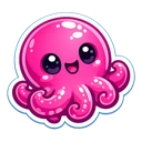 Mischief Octopus cursor: glossy hot pink octopus with big dark eyes, an open smile and curled tentacles