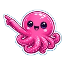 Mischief Octopus hover pointer: the same pink octopus stretching one tentacle out to point up-left