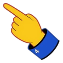Mister Fantastic Stretch hover pointer: yellow hand in a blue cuff marked with a 4, index finger pointing up-left