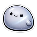 Pearl Mist Pebble cursor: glossy pale grey pebble with a pearly sheen, small black eyes and a gentle smile