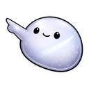 Pearl Mist Pebble hover pointer: the same glossy pale grey pebble stretching a small nub out to point up-left