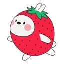Strawberry Molang cursor: round white Molang rabbit wearing a red strawberry costume with a green leafy top