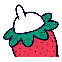 Strawberry Molang hover pointer: white rounded paw pointing up from a red strawberry sleeve with green leaves