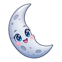 Moon Bunny hover pointer: silver crescent moon pointing up-left