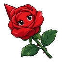 Morticia Addams hover pointer: red rose pointing up-left