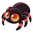Ms. Tarantula Pack cursor: glossy dark brown tarantula with large orange eyes and red-banded legs, chibi style