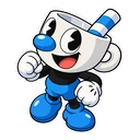 Mugman cursor: chibi Mugman in blue, sticker style