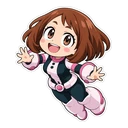 Ochaco Uraraka cursor: chibi Uraraka floating, sticker style