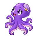 Octopus Shell cursor: purple octopus, sticker style
