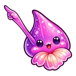 Orchid Petal Sprite hover pointer: the same purple teardrop sprite raising a thin arm to point up-left