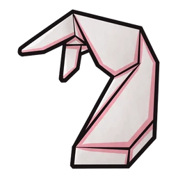 Origami Farm Pair hover pointer: white folded-paper hand with pink edges and a pointing index finger