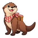 Otter Picnic cursor: smiling river otter, sticker style