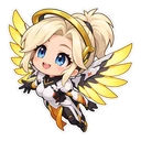Overwatch Mercy cursor: chibi Mercy with golden wings, sticker style