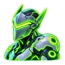 Overwatch Neon Genji cursor: Genji in neon green, neon sticker style