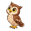 Owl Quill cursor: small brown owl, sticker style