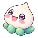 Pachimari cursor: a squishy Pachimari plush with sparkly eyes, kawaii sticker style