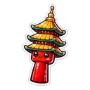 Pagoda Tower Pal cursor: red tower character with three tiers of golden pagoda roofs, a gold spire and a smiling face