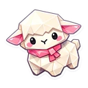 Paperfold Lamb cursor: cream origami lamb with pink ears, rosy cheeks and a pink neck scarf, sticker style