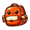 Parcel Pal Backpack cursor: glossy orange backpack with a cute face, cream front pocket and brown parcels at the sides