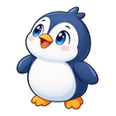 Penguin Snow cursor: round penguin, sticker style