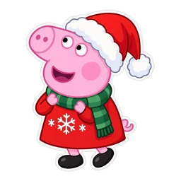 Peppa Pig Christmas cursor: Peppa in a Santa hat, sticker style