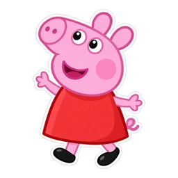 Peppa Pig cursor: chibi Peppa in her red dress, sticker style