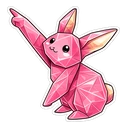 Petal Origami Bunny hover pointer: the same pink origami rabbit raising one paw to point up-left