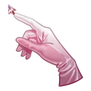 Pink Kunzite Cursor hover pointer: pale pink satin gloved hand pointing up-left with a tiny crystal at the fingertip