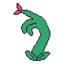 Plantera Seedling hover pointer: pixel art green vine tendril with a pink tip pointing up-left