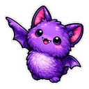 Plush Purple Bat hover pointer: the same fluffy purple bat lifting one wing so its tip points up-left