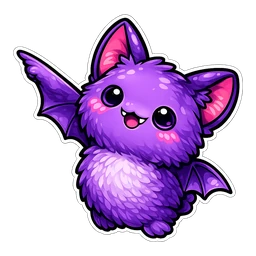 Plush Purple Bat hover pointer: the same fluffy purple bat lifting one wing so its tip points up-left