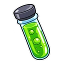 Powerpuff Chemical X cursor: vial of Chemical X, sticker style