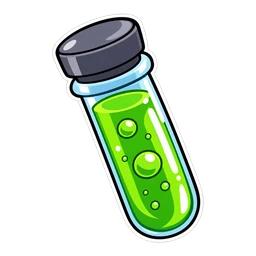 Powerpuff Chemical X cursor: vial of Chemical X, sticker style