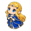 Princess Zelda cursor: chibi Zelda in royal blue, sticker style
