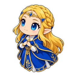 Princess Zelda cursor: chibi Zelda in royal blue, sticker style