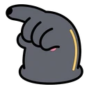 Pusheen Plant Care hover pointer: dark grey cat paw with a pink pad and a yellow stripe, pointing up-left