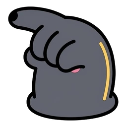 Pusheen Plant Care hover pointer: dark grey cat paw with a pink pad and a yellow stripe, pointing up-left