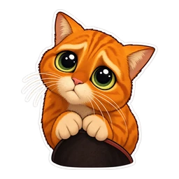 Puss in Boots cursor: Puss in Boots with big pleading eyes, sticker style